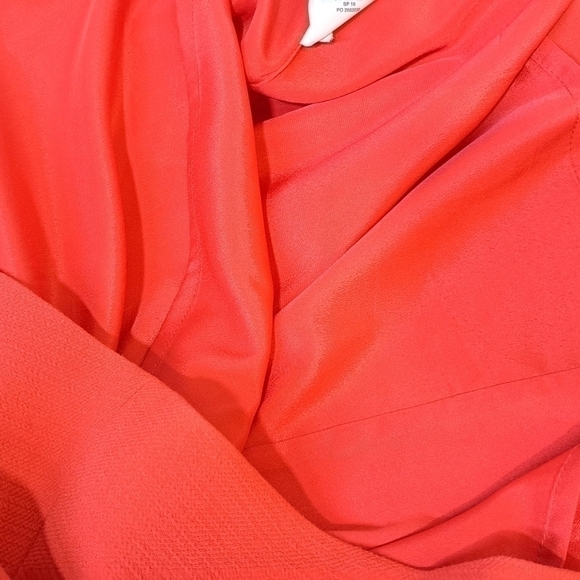 J.Crew Size 2 Bell Sleeve Crepe Midi Dress Coral Papaya A-line Exposed Zipper - Picture 12 of 13